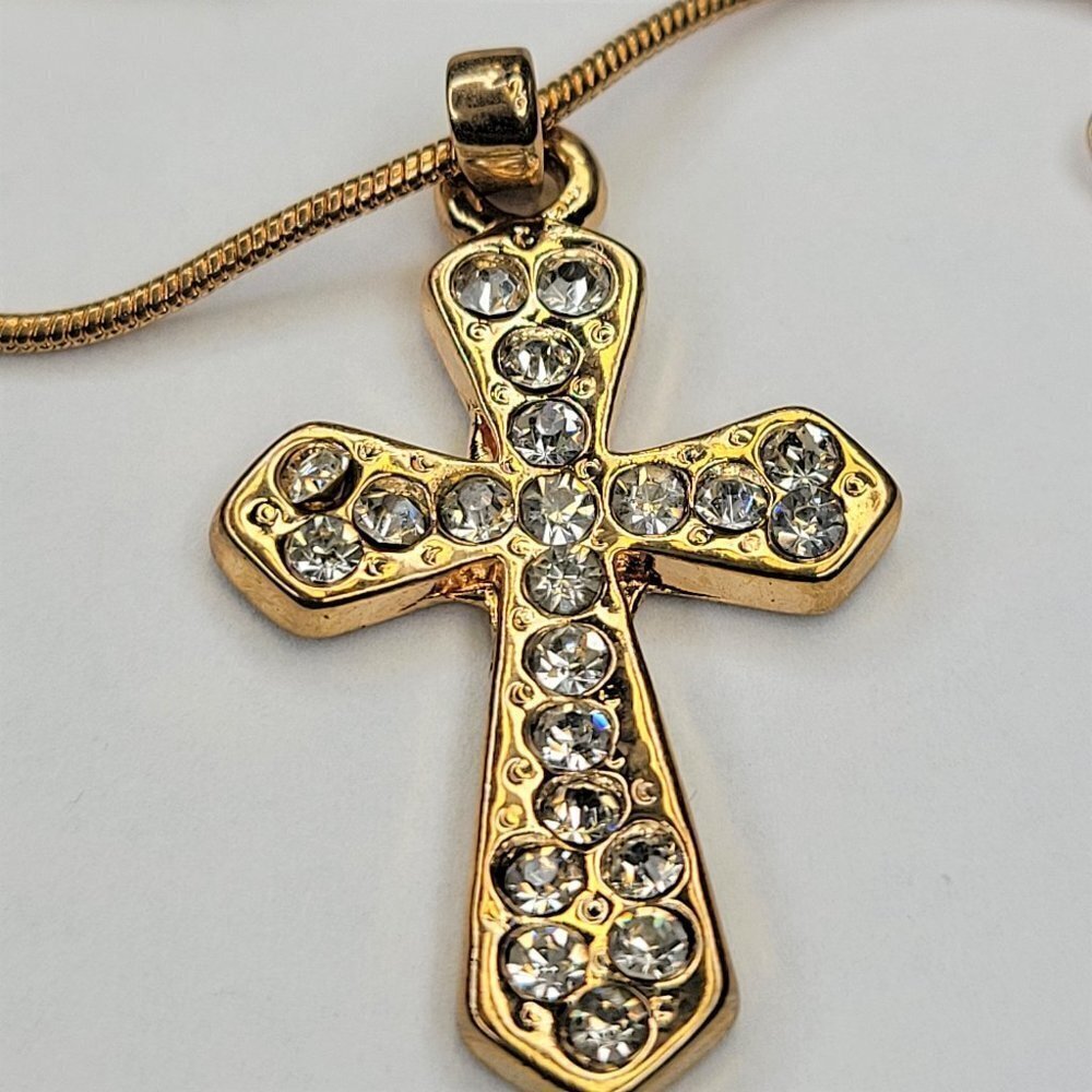 Cross Pendant Gold tone Small Pendant Necklace